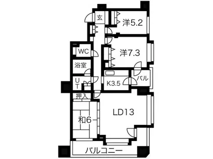 アルス円山南5条(3LDK/6階)の間取り写真