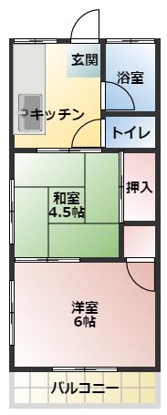 水前寺アパート(2K/2階)の間取り写真