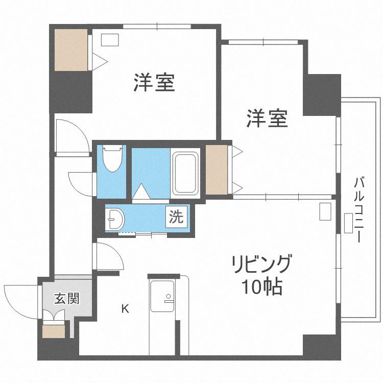 ラクラス円山公園(2LDK/2階)の間取り写真