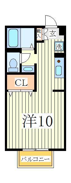 ランセ今谷C(1K/2階)の間取り写真