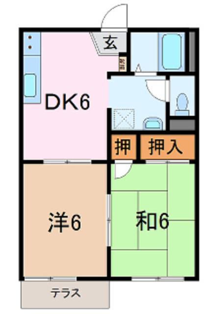 フレグランス廣町C(2DK/1階)の間取り写真