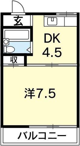 メゾン祥瑞(1DK/2階)の間取り写真