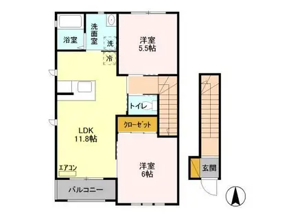 エスポワール(2LDK/2階)の間取り写真