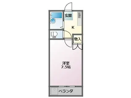 アルファーレジデンス下戸祭A棟(1K/3階)の間取り写真