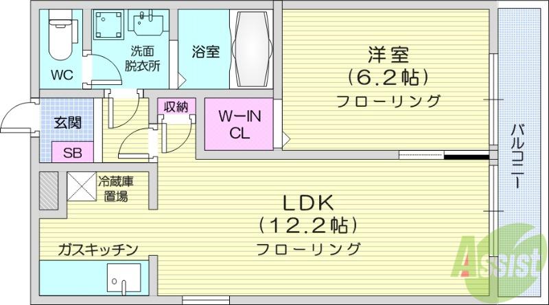 オアシスワン(1LDK/1階)の間取り写真