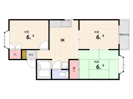 クイーンズコート東落合(3DK/1階)の間取り写真