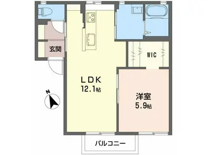 レーベンA(1LDK/1階)の間取り写真