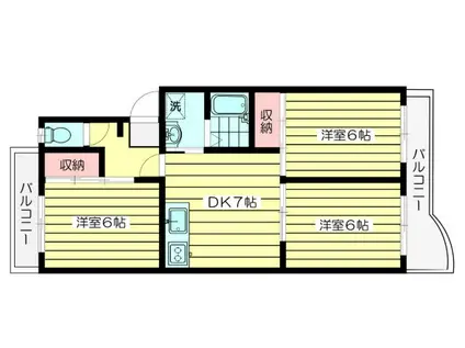 エアリーハイツ1ST(3DK/1階)の間取り写真