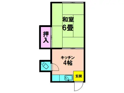 寿荘(1K/2階)の間取り写真