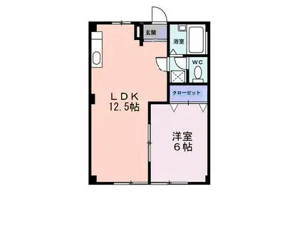 シティハイツ矢吹(1LDK/1階)の間取り写真