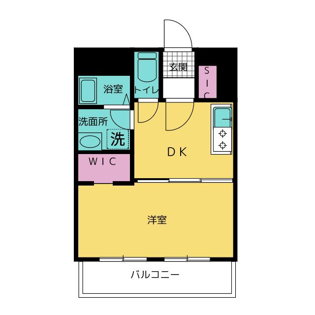 静岡泉町エンブルコート(1DK/4階)の間取り写真
