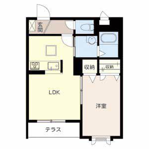 カルムリー福崎C(1LDK/1階)の間取り写真