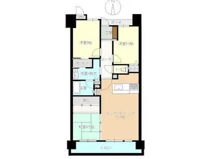 サーパス倉敷市役所前(3LDK/7階)の間取り写真