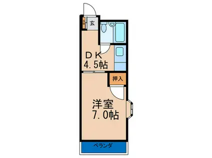 ダイヤビル(1DK/4階)の間取り写真