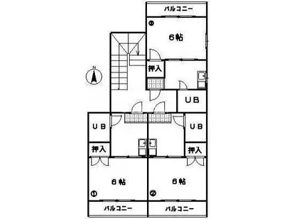コート福岡II(1K/1階)の間取り写真