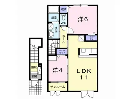クエストTI(2LDK/2階)の間取り写真