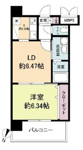レジディア天神(1LDK/9階)の間取り写真