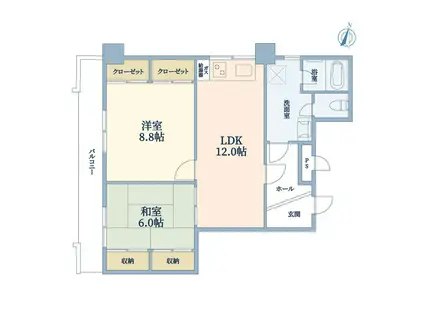 エクレール横浜西口(2LDK/8階)の間取り写真