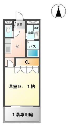ベルファスト伯爵館(1K/1階)の間取り写真