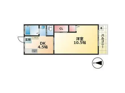 コーポ光(1DK/3階)の間取り写真