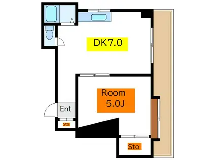 ハイツ高橋(1DK/2階)の間取り写真