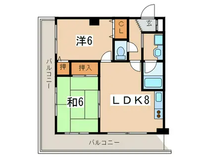 マンションエクセレント(2LDK/4階)の間取り写真