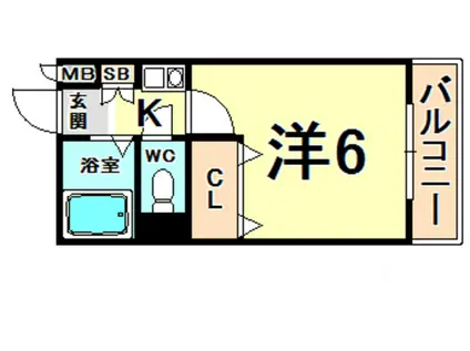 ＪＲ東海道本線 立花駅 徒歩9分 3階建 築30年(1K/2階)の間取り写真