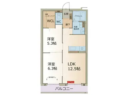 リーフ長津良(2LDK/1階)の間取り写真