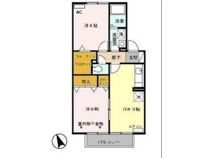 プレミールボヌールB(2DK/2階)の間取り写真