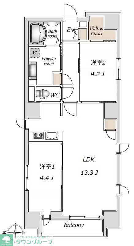 LIVEFLAT錦糸町(2LDK/4階)の間取り写真