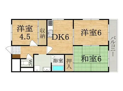 Iマンション2号館(3DK/2階)の間取り写真