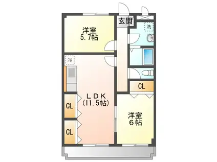 ベイビレッジINOUE(2LDK/2階)の間取り写真