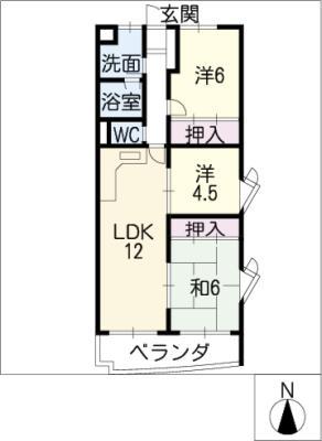 ロアール赤池(3LDK/4階)の間取り写真