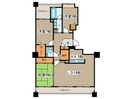ライオンズマンション知事公館前(3LDK/13階)の間取り写真