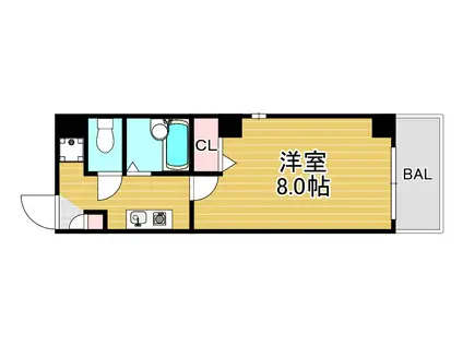 フレアコートKM福島(1K/3階)の間取り写真