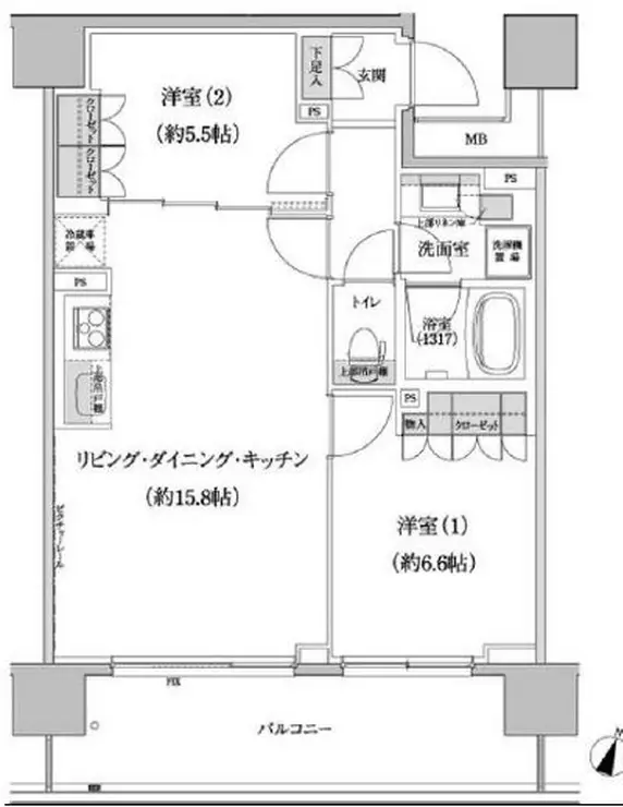 パークハビオ渋谷本町レジデンス 6階階 間取り