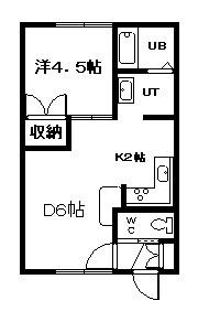 STELLA永山II(1DK/2階)の間取り写真