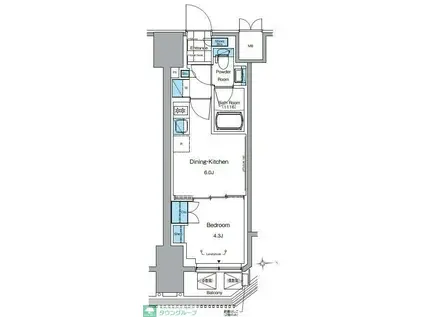 ルフォンプログレ田原町(1DK/8階)の間取り写真