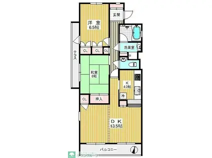 南雪谷サンハイツ(2LDK/3階)の間取り写真