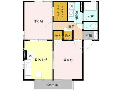 ニューポワールA(2DK/1階)の間取り写真