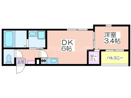 ハーモニーテラス住吉II(1DK/3階)の間取り写真
