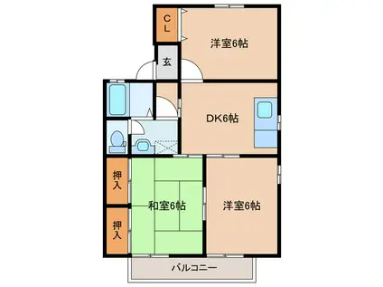 セジュールソランシア(3DK/1階)の間取り写真