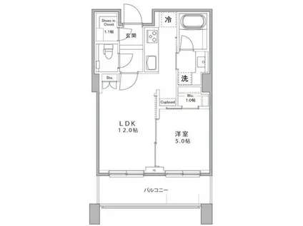 パークコート麻布十番ザタワー(1LDK/14階)の間取り写真