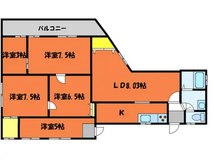 エフジービービル(3SLDK/2階)の間取り写真