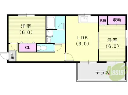 メゾン・スガ(2LDK/1階)の間取り写真