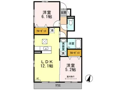 ブルーレース(2LDK/1階)の間取り写真