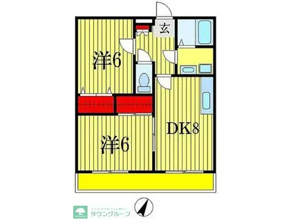 パナタウン白旗II(2DK/3階)の間取り写真