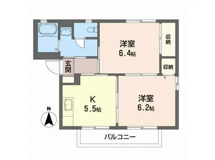 プレスティージュB(2K/2階)の間取り写真