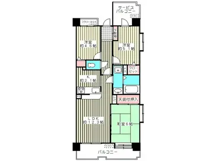 ローヤルシティ川口西青木(3LDK/3階)の間取り写真