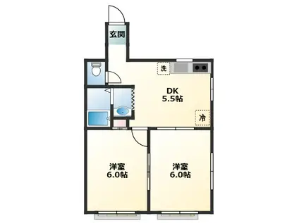 パークテラス府中(2DK/3階)の間取り写真